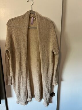 Alya Open-Front Beige Knit Cardigan